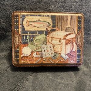 😉Bundle Days😉 1997 Cookie Biscuit Tin Box Jane Tasciotti With Duck Fish Theme